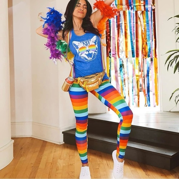 Tipsy Elves Pants - Tipsy Elves Full Length Rainbow Striped Leggings